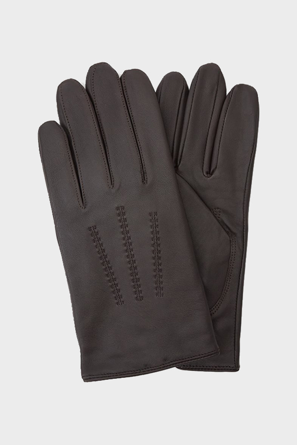 LEATHER GLOVES BOSS - 210 BROWN